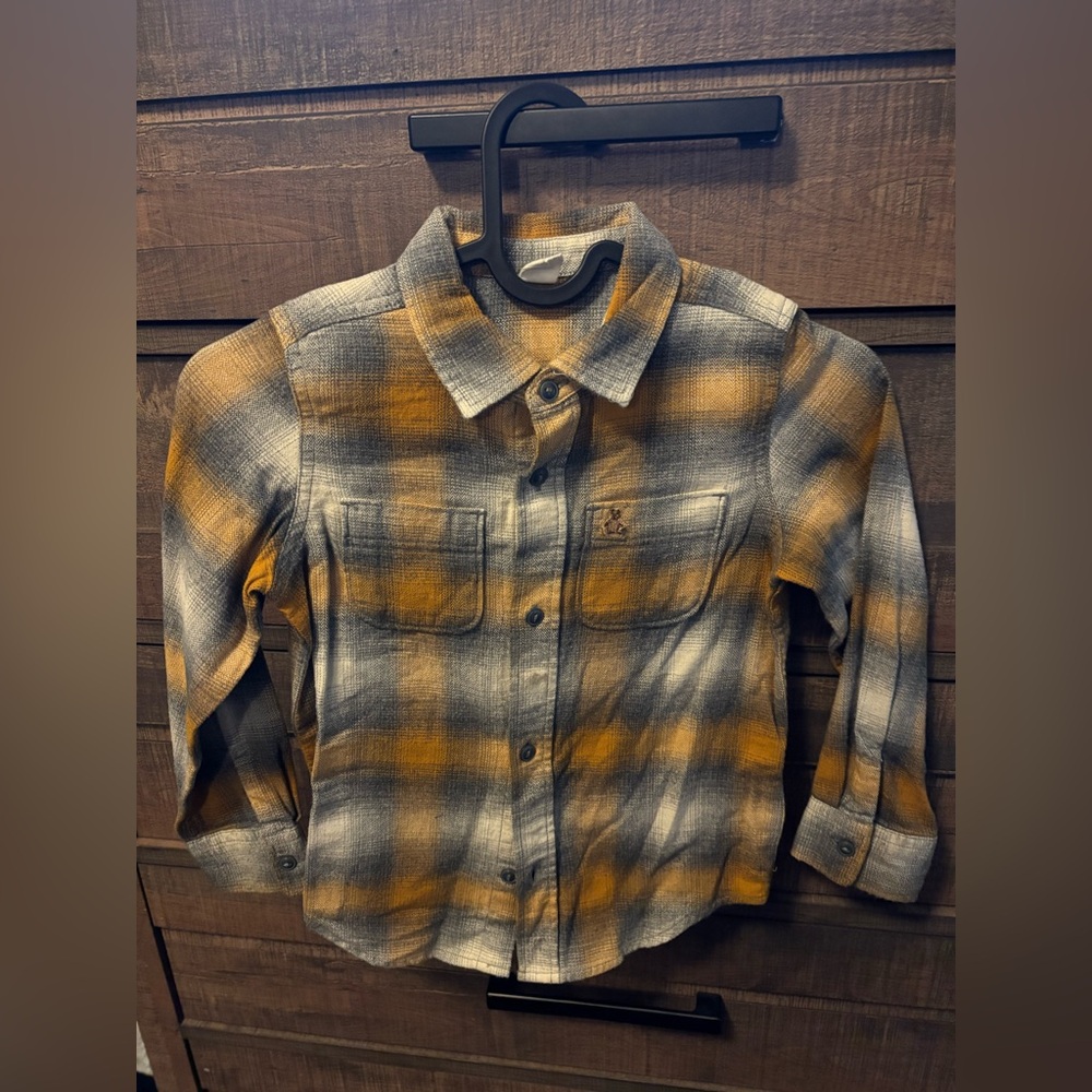 Plaid Kids Shirt in Gray and Orange